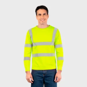 camiseta seguridad amarillo neon reflectivo cosido