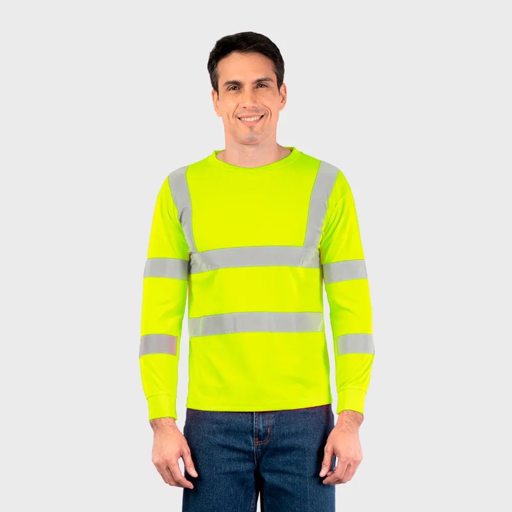camiseta seguridad amarillo neon reflectivo cosido