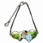 Pulsera doble corazón con foto