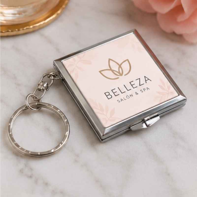 Llavero con espejo personalizado