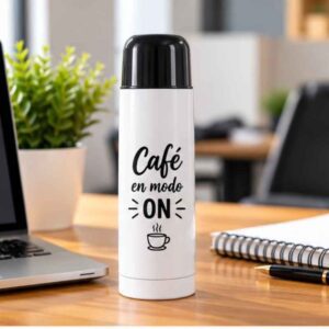 Termo de Acero Blanco con Tapa Negra 350 ml - Imagen 4