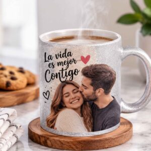 taza con brillo personalizada