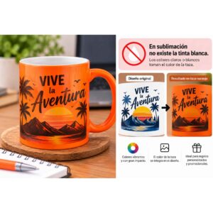 Taza Neón Naranja 11 onz - Imagen 2